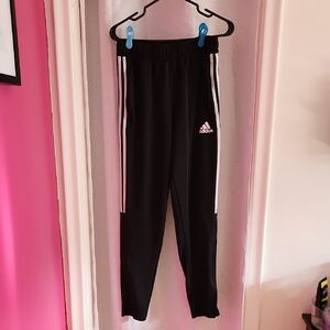 Adidas Black Joggers with White Stripes